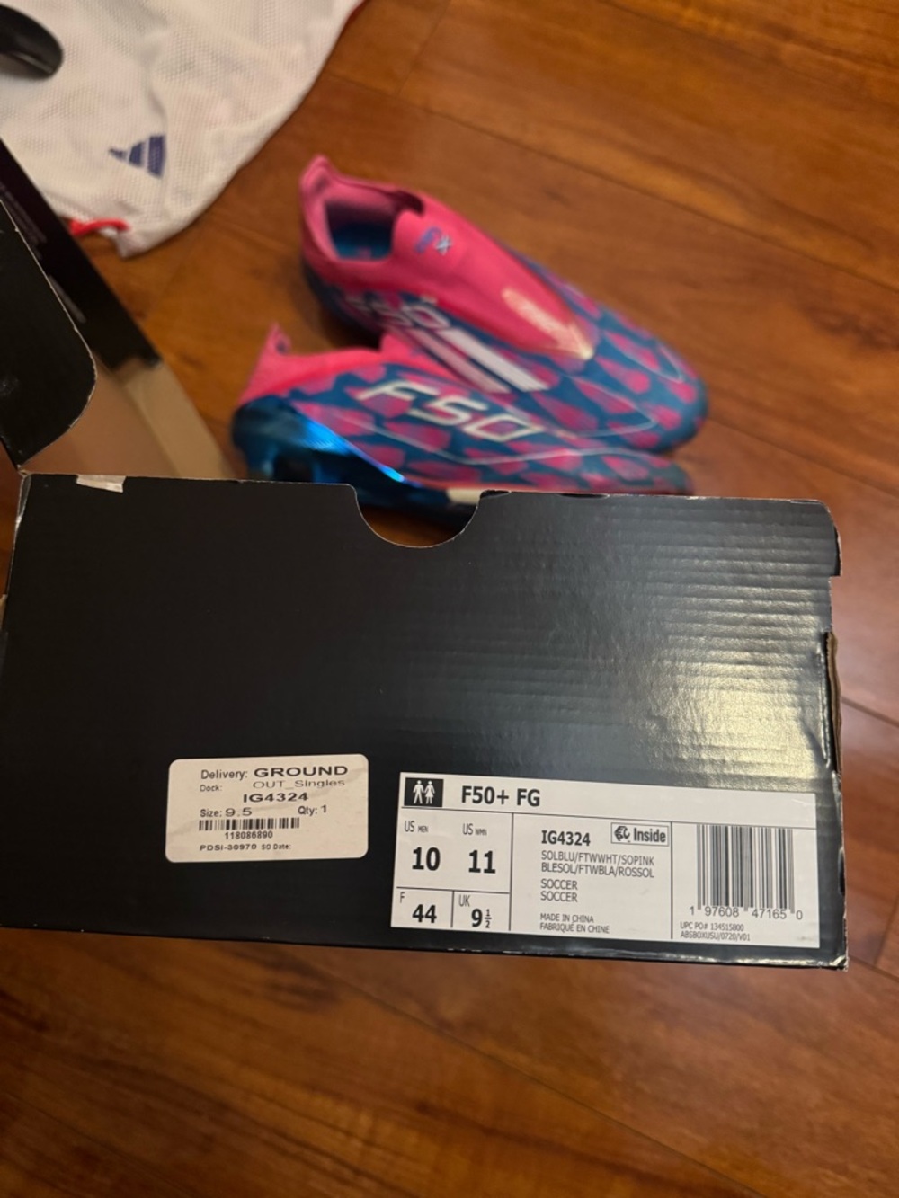 adidas F50 Pink and Teal Soccer Cleats - Picture 4 of 6